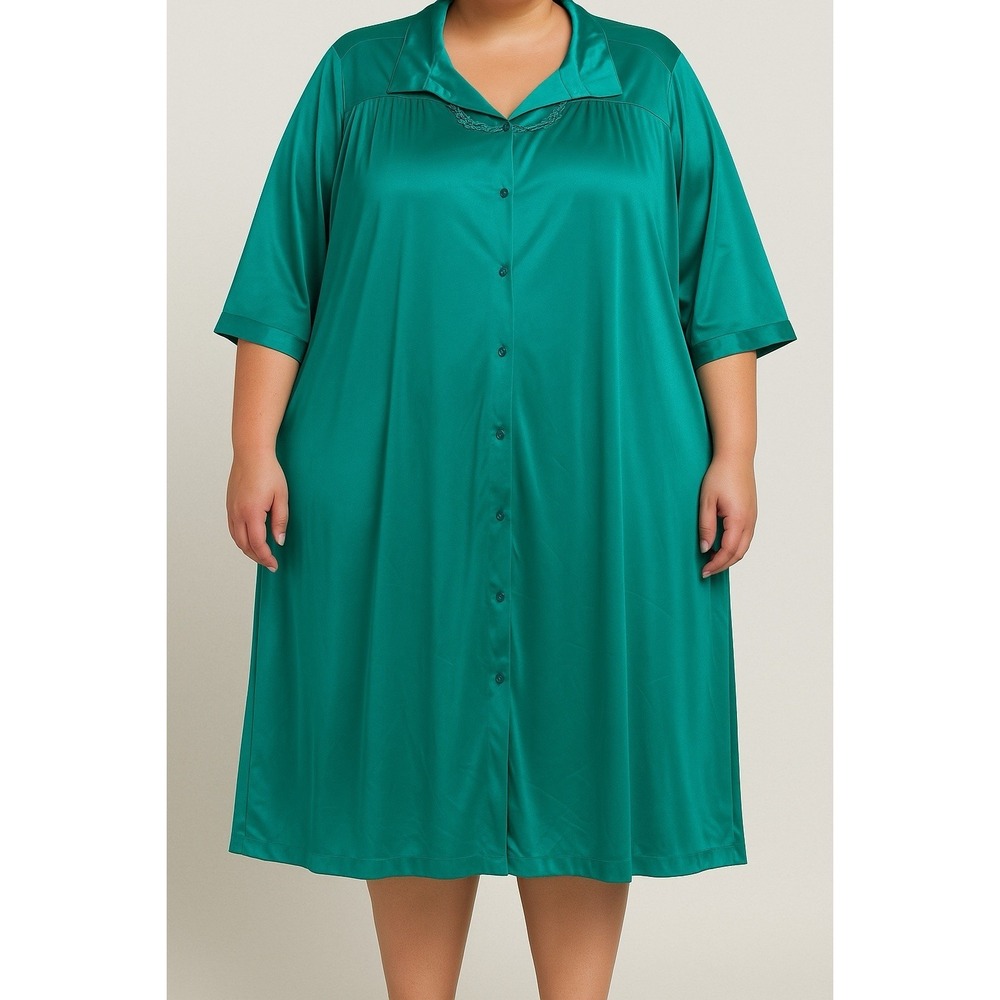 Vtg Ventura Womens Nightgown Dress Nylon Colorful Teal Green Size 4X